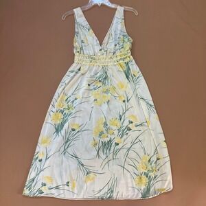 Vintage Henson Kickernick Yellow Floral‎ Sleeveless Nightgown Nylon Size 36 USA